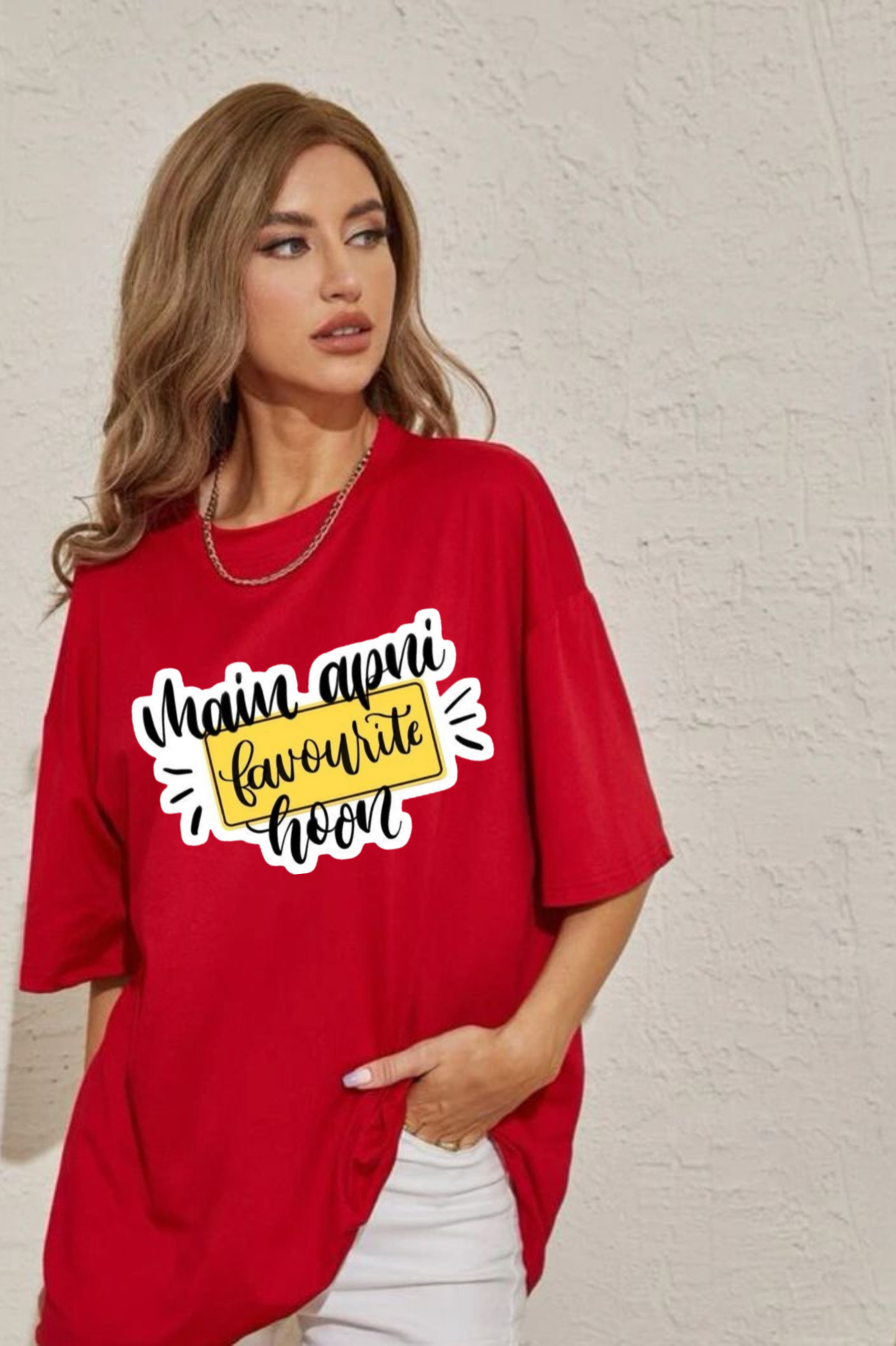 Main Apni Favourite Hoon Graphic Printed Classic Oversized T-shirt For Women [240GSM]
