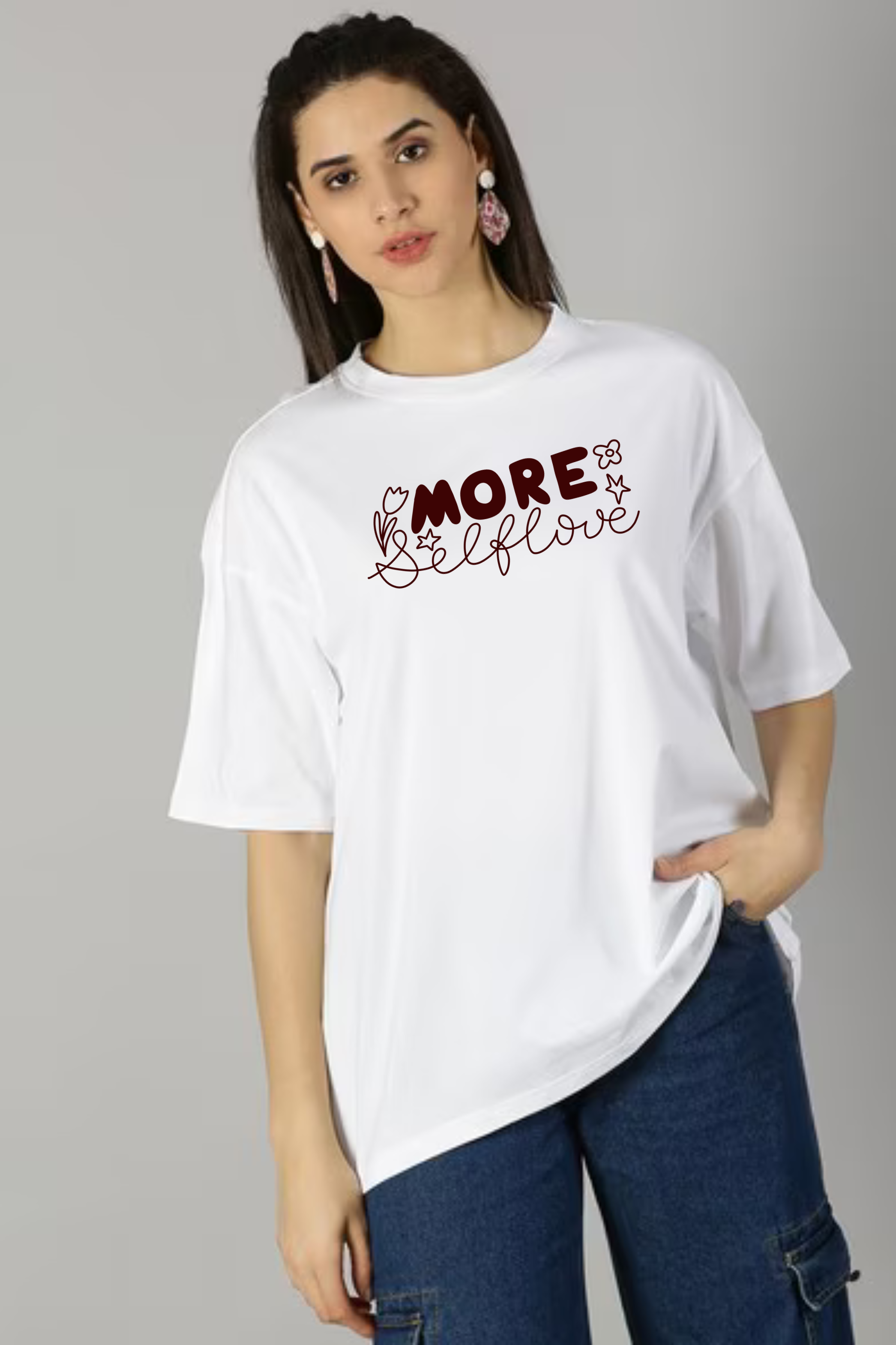 More Selflove Graphic Printed Classic Oversized T-shirt For Women [240GSM]
