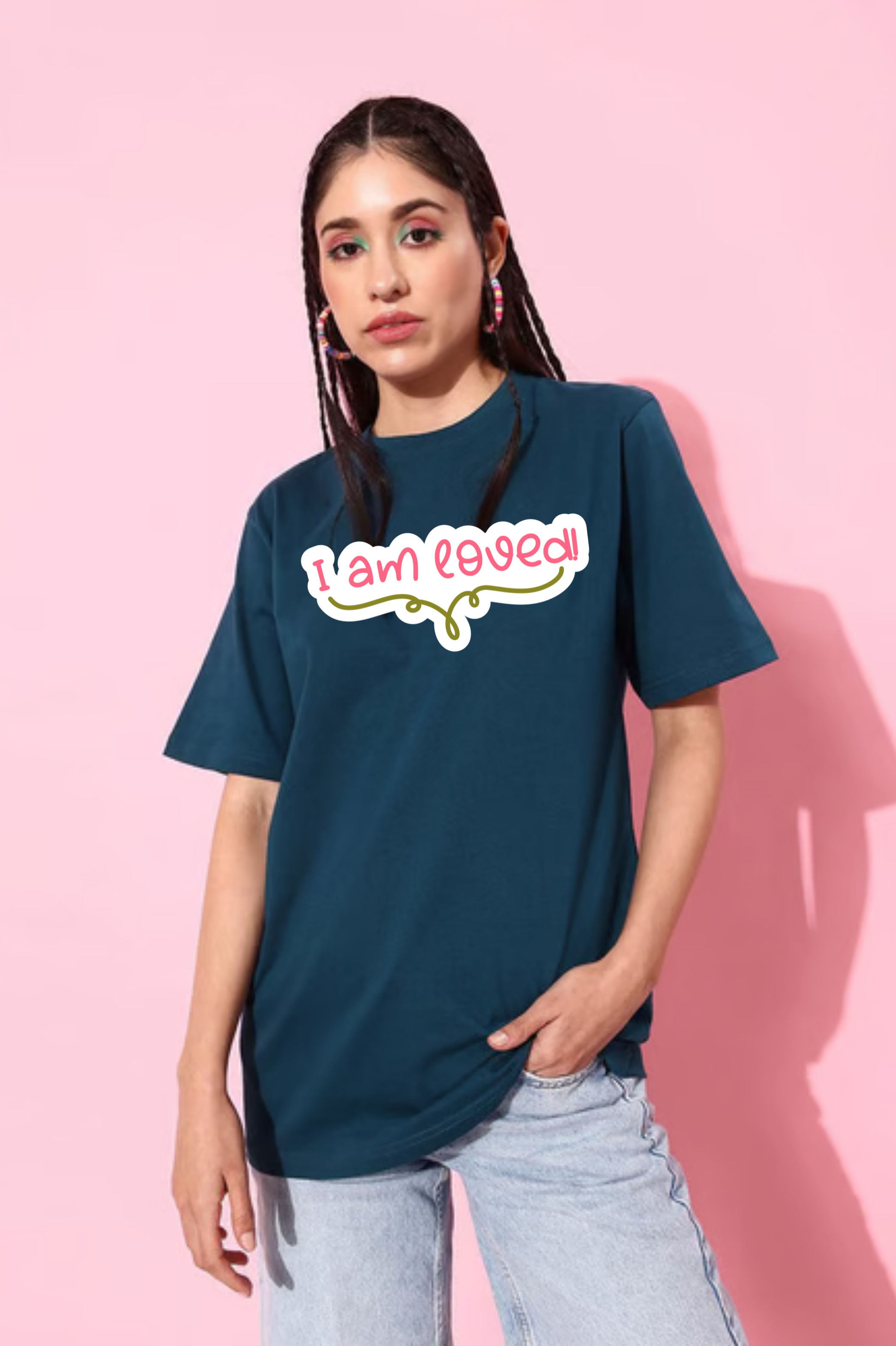I Am Loved Graphic Printed Classic Oversized T-shirt For Women [240GSM]