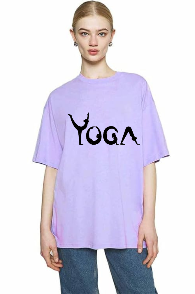 Yoga Graphic Printed Standard Oversized T-shirt for Women [180GSM]