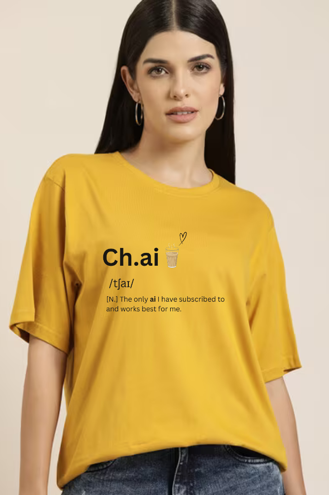 Chai Graphic Printed Classic Oversized T-shirt for Women [240GSM]
