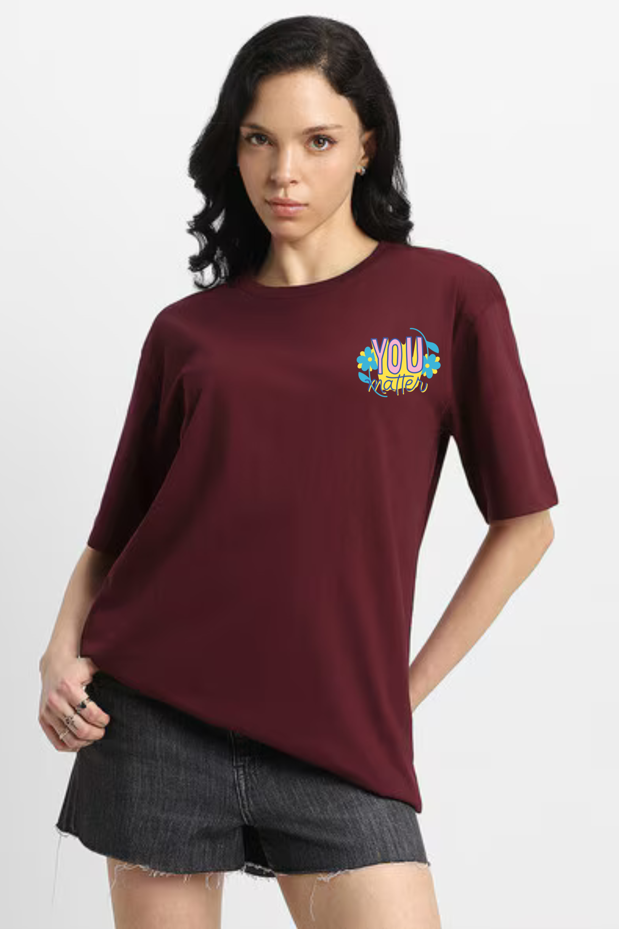 You Matter Graphic Printed Classic Oversized T-shirt For Women [240GSM]