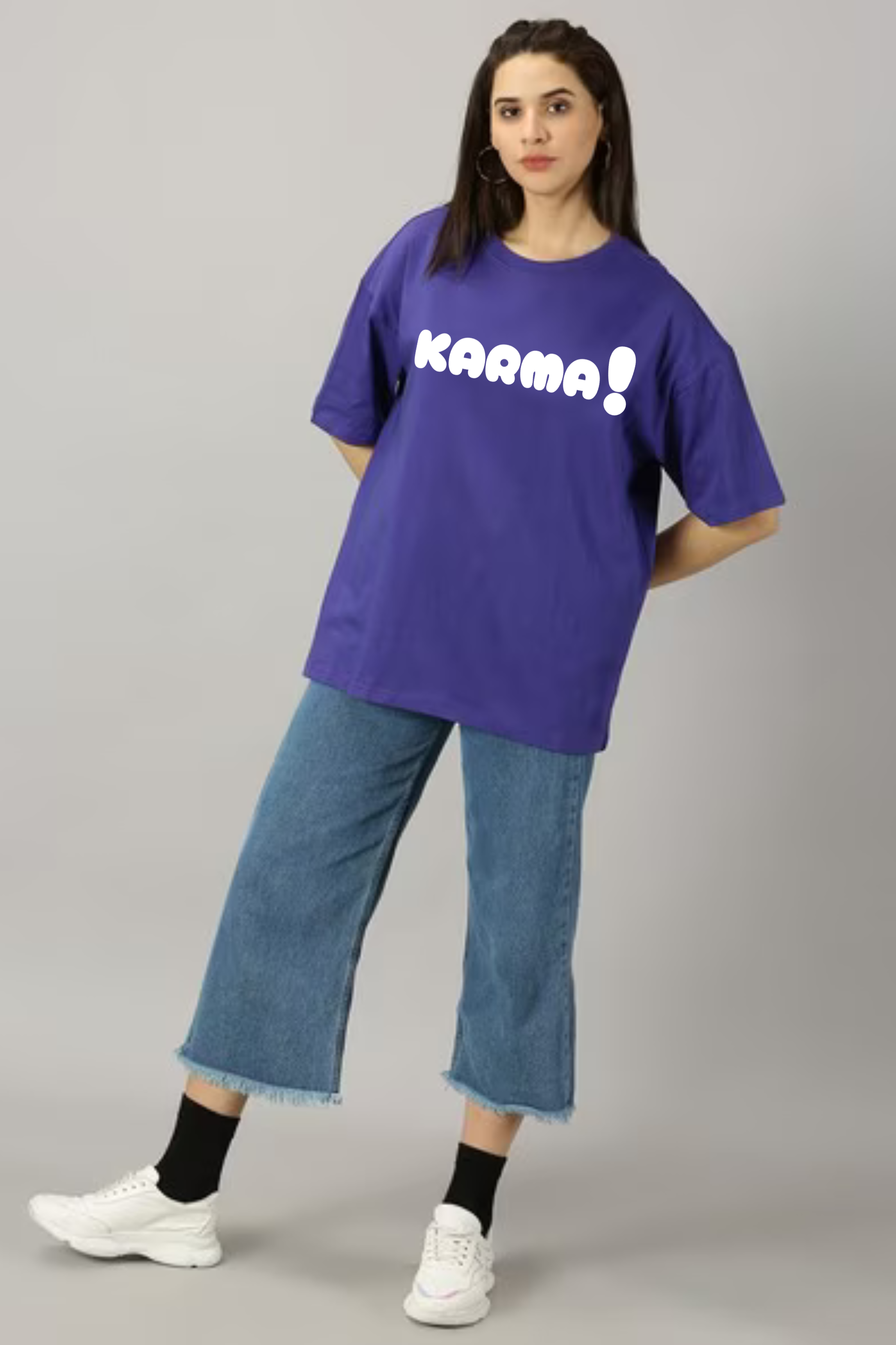 Karma Graphic Printed Classic Oversized T-shirt For Women 240GSM]