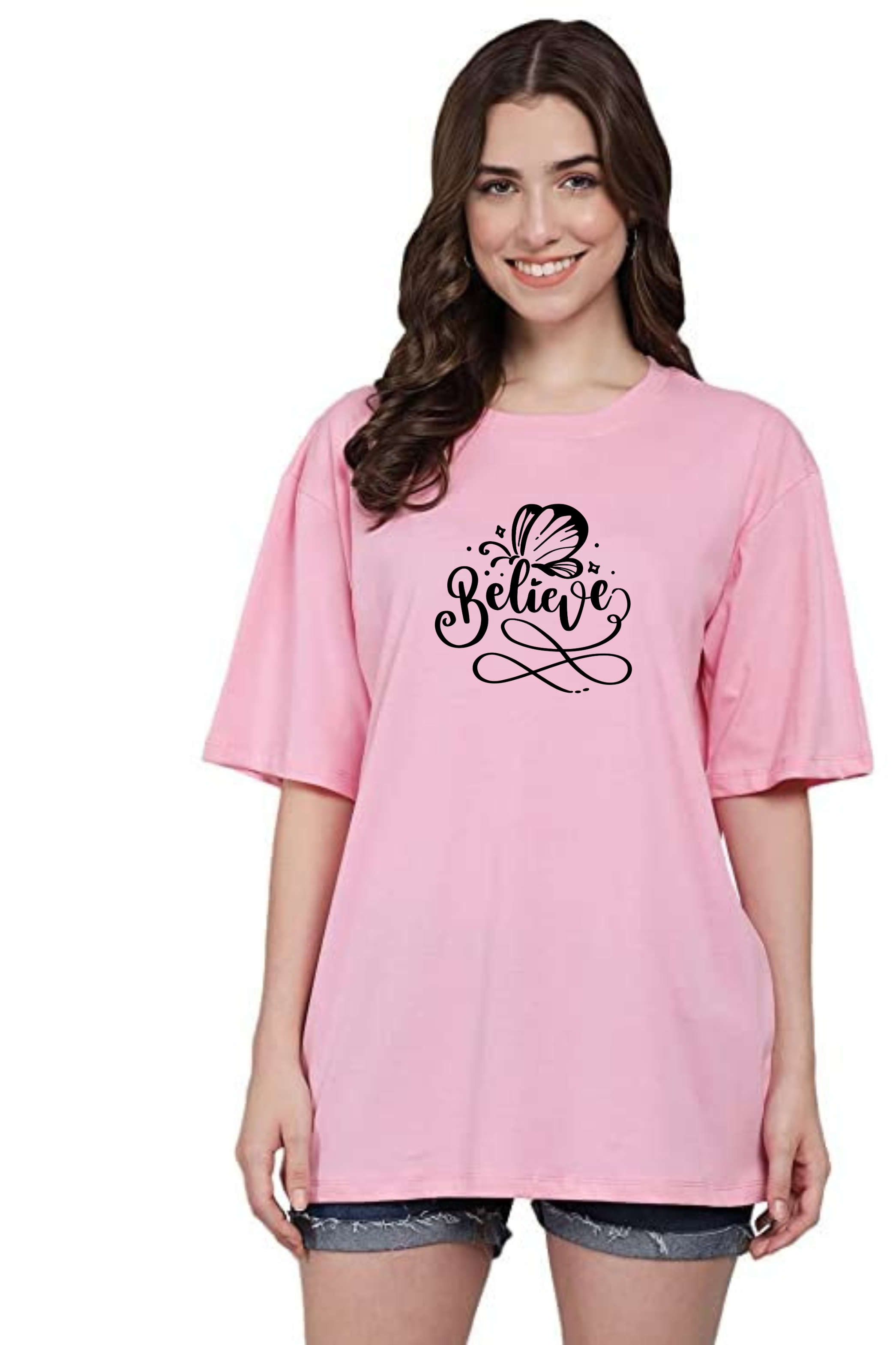 Believe Graphic Printed Classic Oversized T-shirt For Women [240GSM]