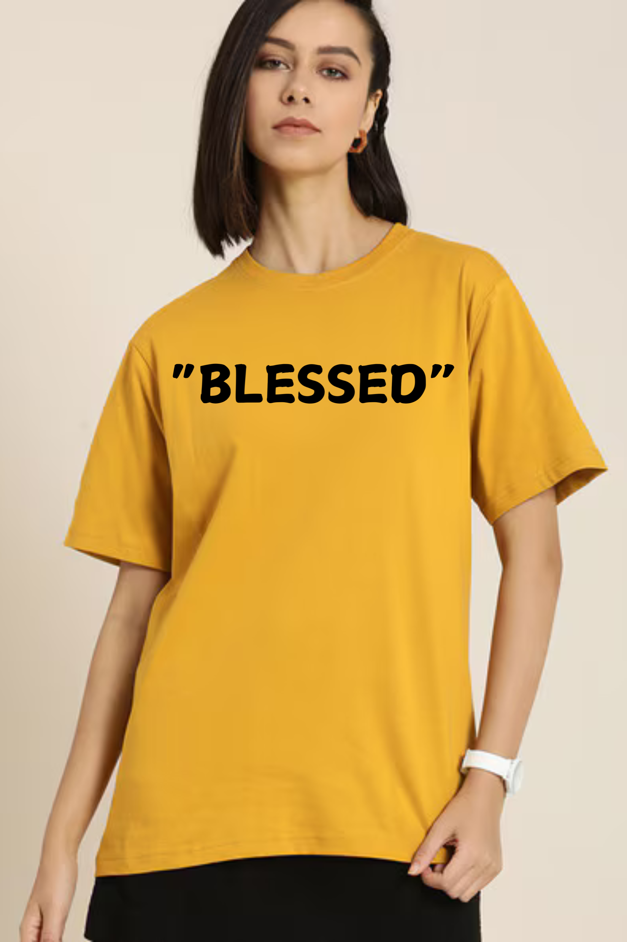 Blessed Graphic Printed Classic Oversized T-shirt For Women 240GSM]
