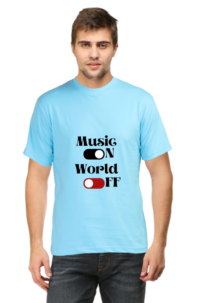 Music On World Off Printed T-shirt for Men