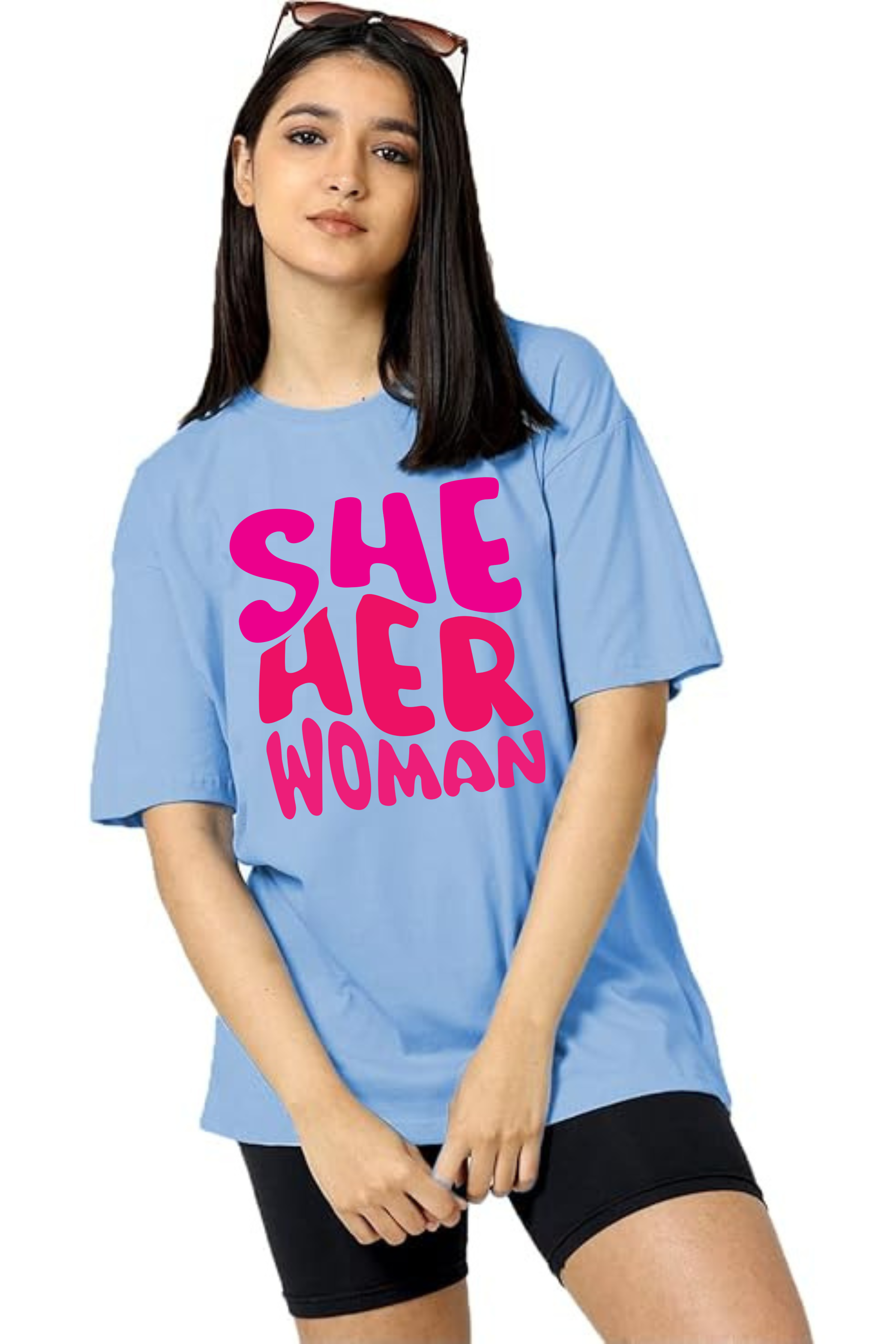 She Her Woman Graphic Classic Oversized T-shirt for Women [240 GSM]