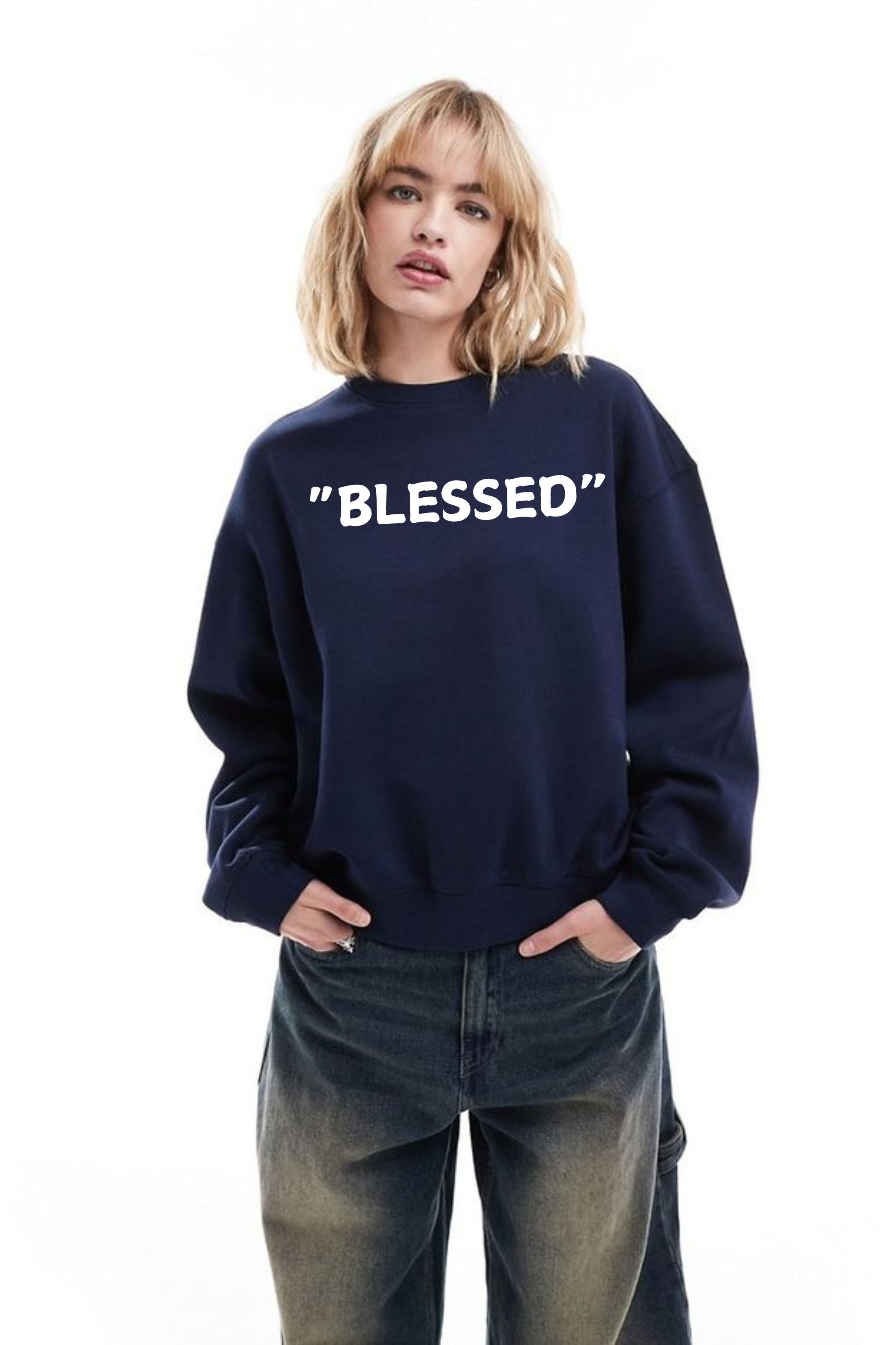 Blessed Oversized Graphic Printed Sweatshirt For Women [ Heavyweight 400 GSM ]