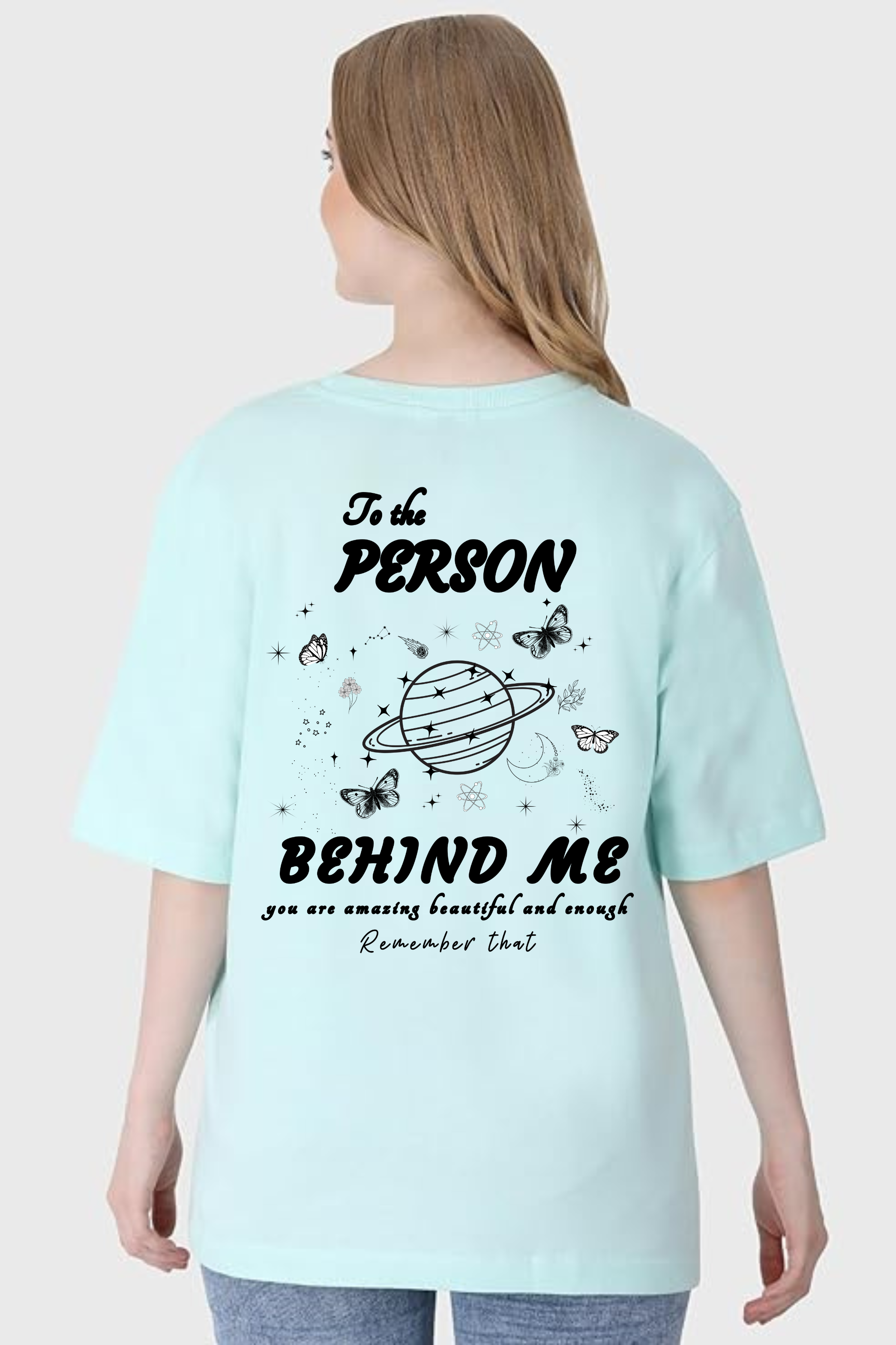 Positive Vibes Graphic Front And Back Printed Classic Oversized T-shirt for Women [240 GSM]