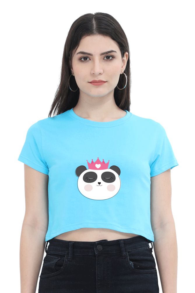 Cute Panda Printed Crop Top For Women