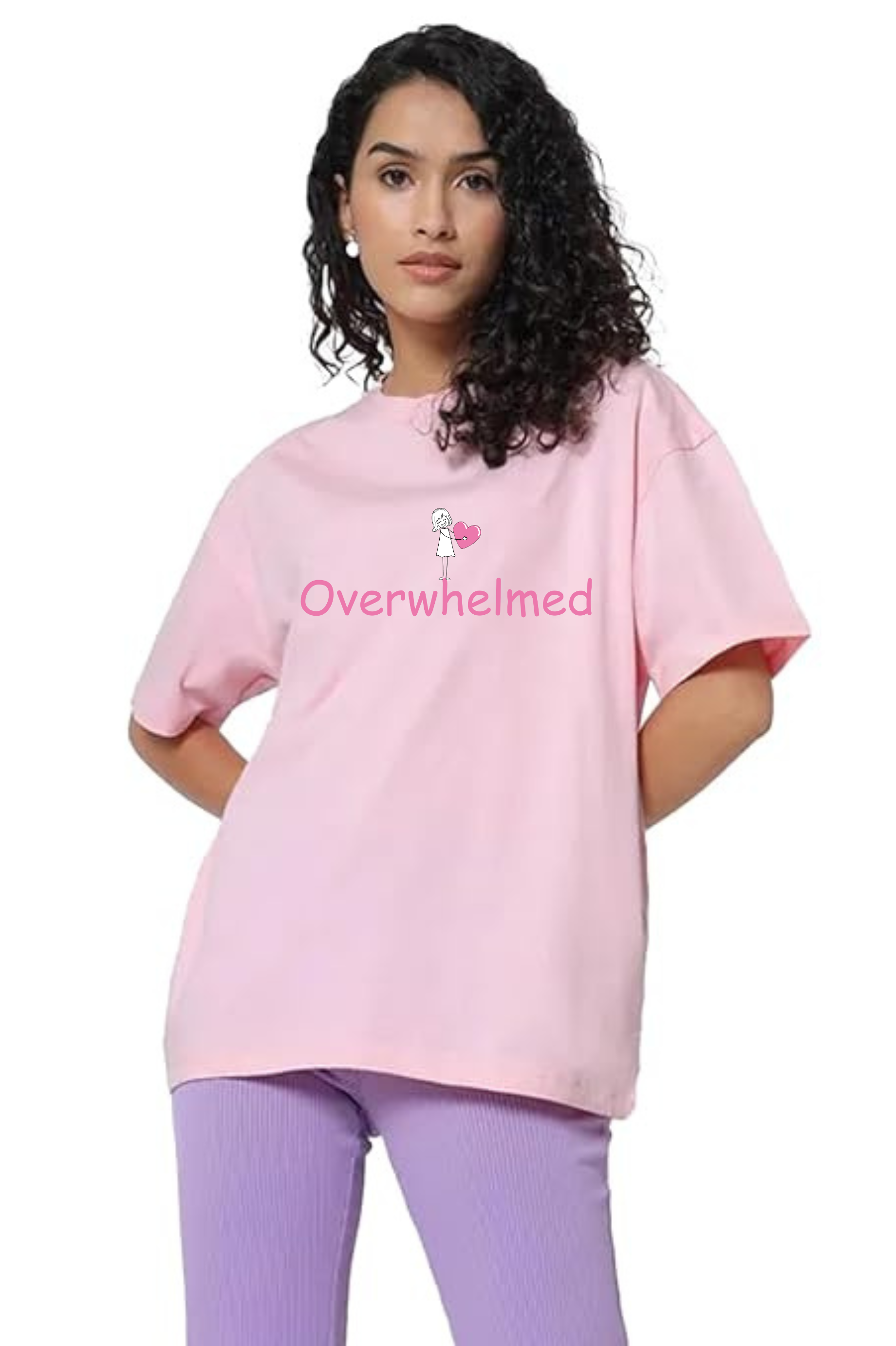Overwhelmed Graphic Printed Classic Oversized T-shirt For Women [240GSM]