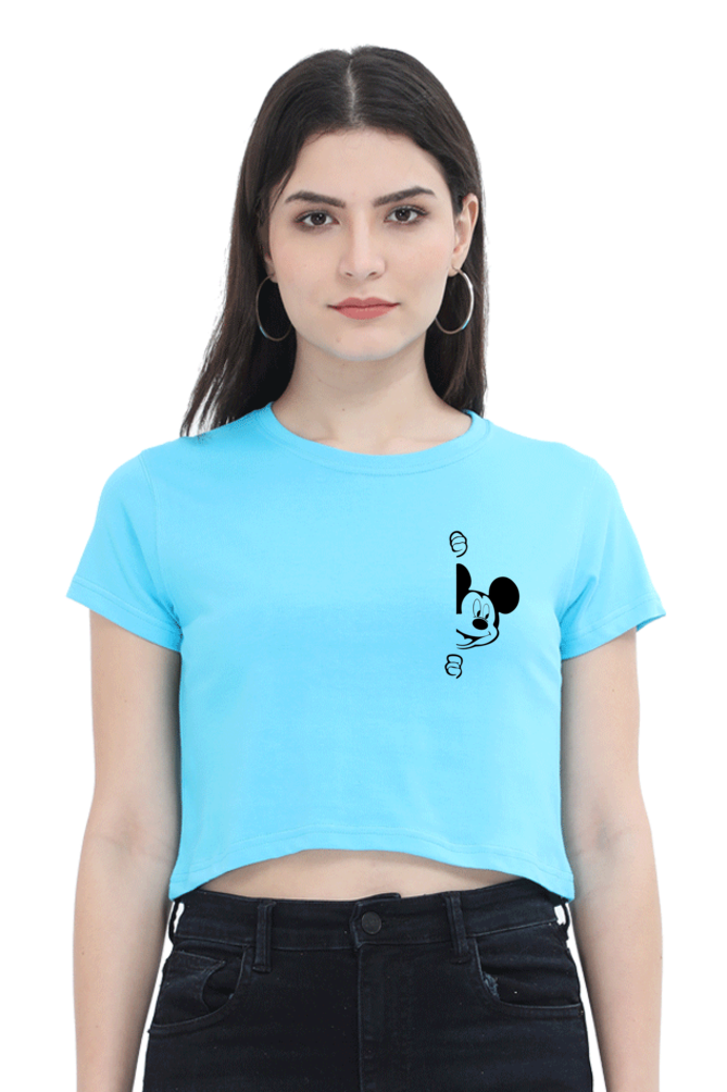 Micky Graphic Printed Crop Top For Women