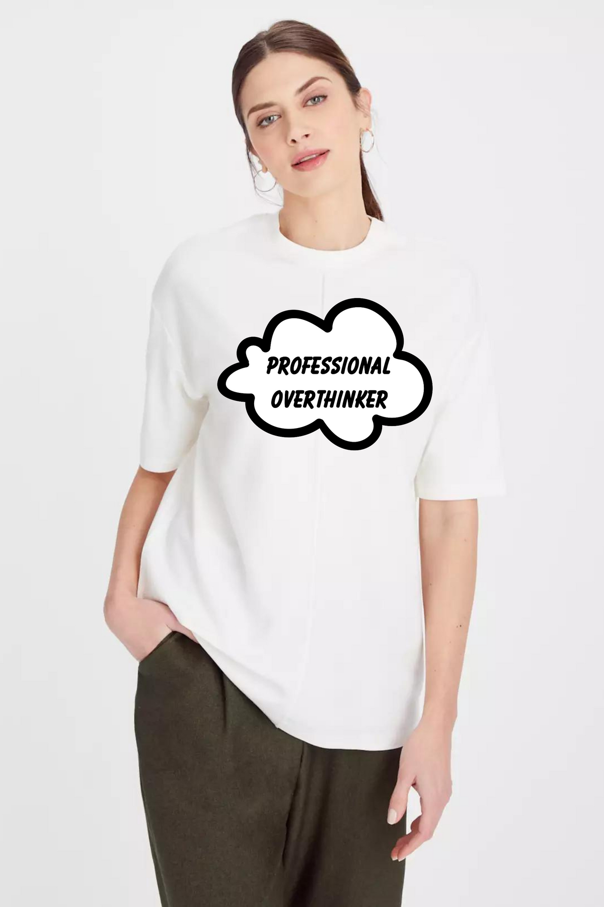 Professional Overthinker Graphic Printed Classic Oversized T-shirt For Women [240GSM]