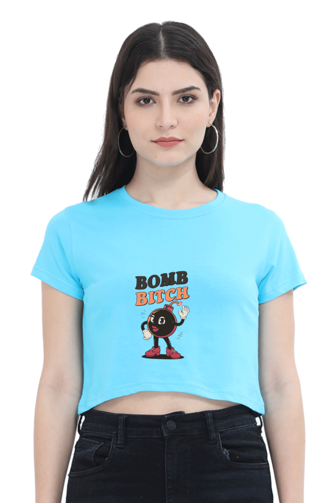 Bomb Bitch Printed Crop Top For Women