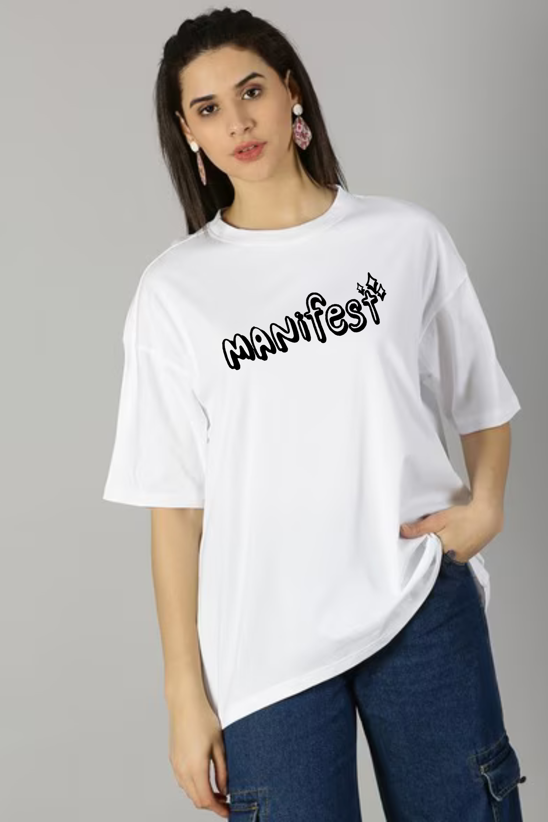 Manifest Graphic Printed Classic Oversized T-shirt For Women [240GSM]
