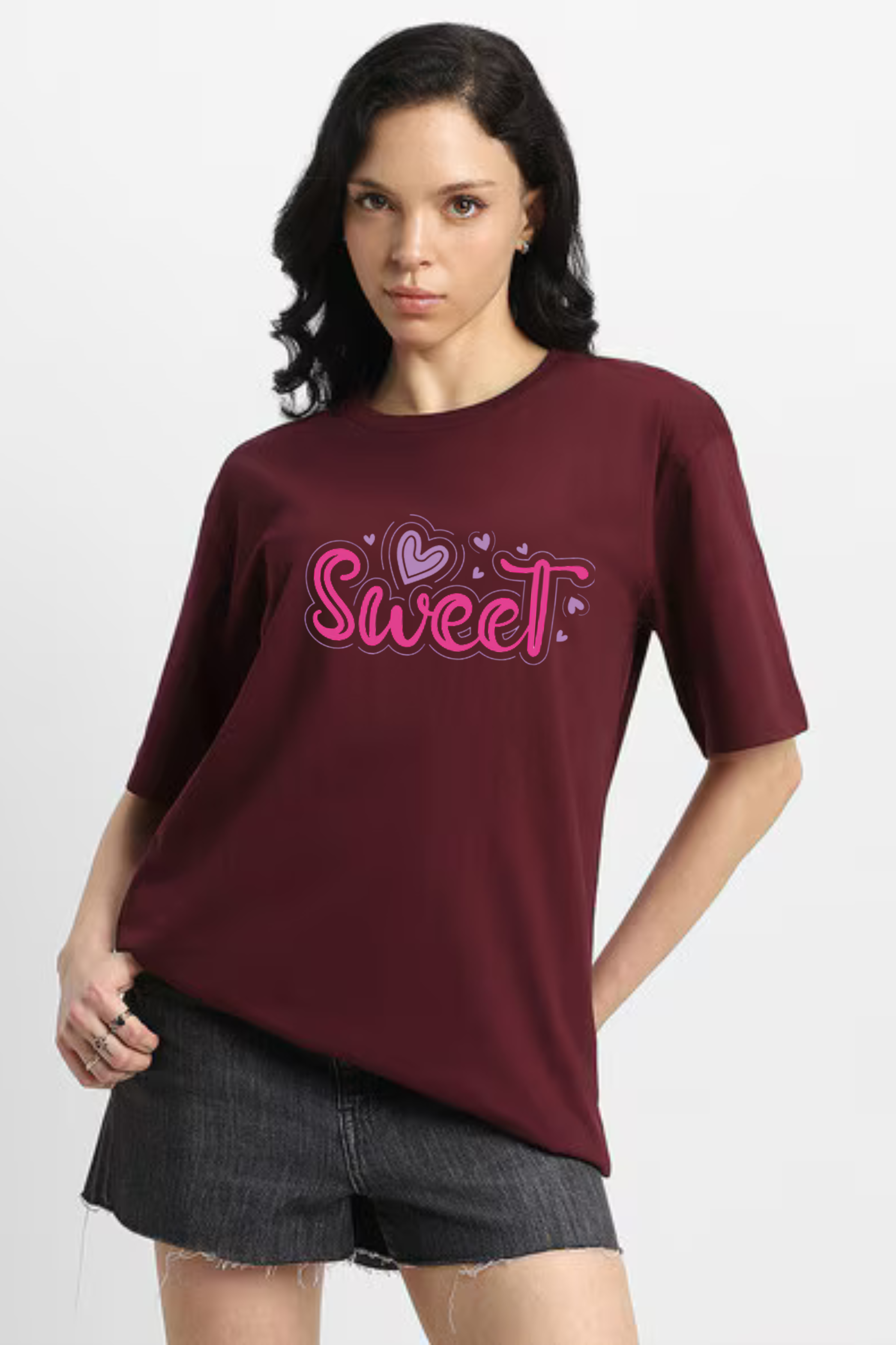 Sweet  Graphic Printed Classic Oversized T-shirt For Women [240GSM]