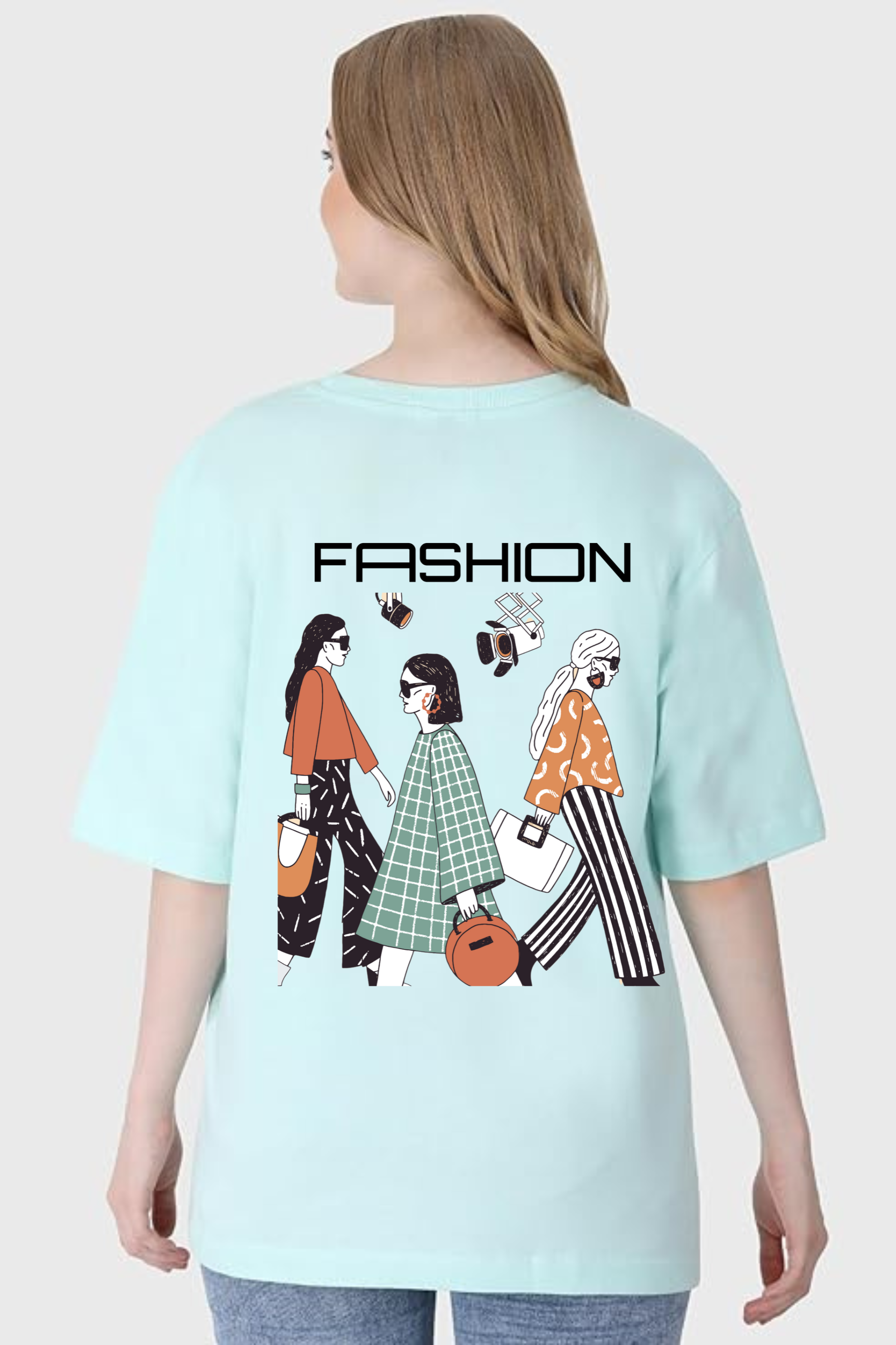 Fashion Graphic Front And Back Printed Classic Oversized T-shirt for Women [240GSM]