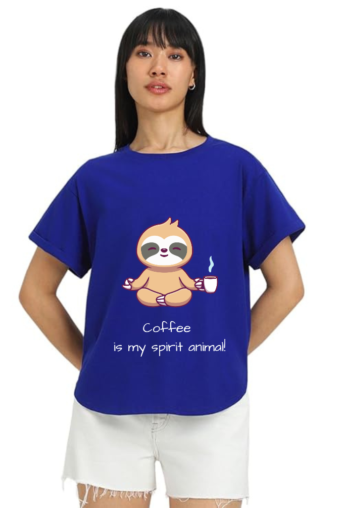 Coffee spirit Graphic  Printed Classic Oversized T-shirt for Women [240GSM]