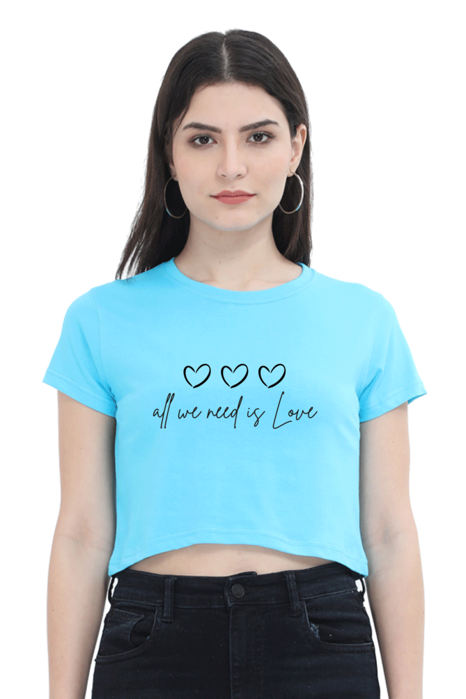 All We Need Is Love Printed Crop Top For Women