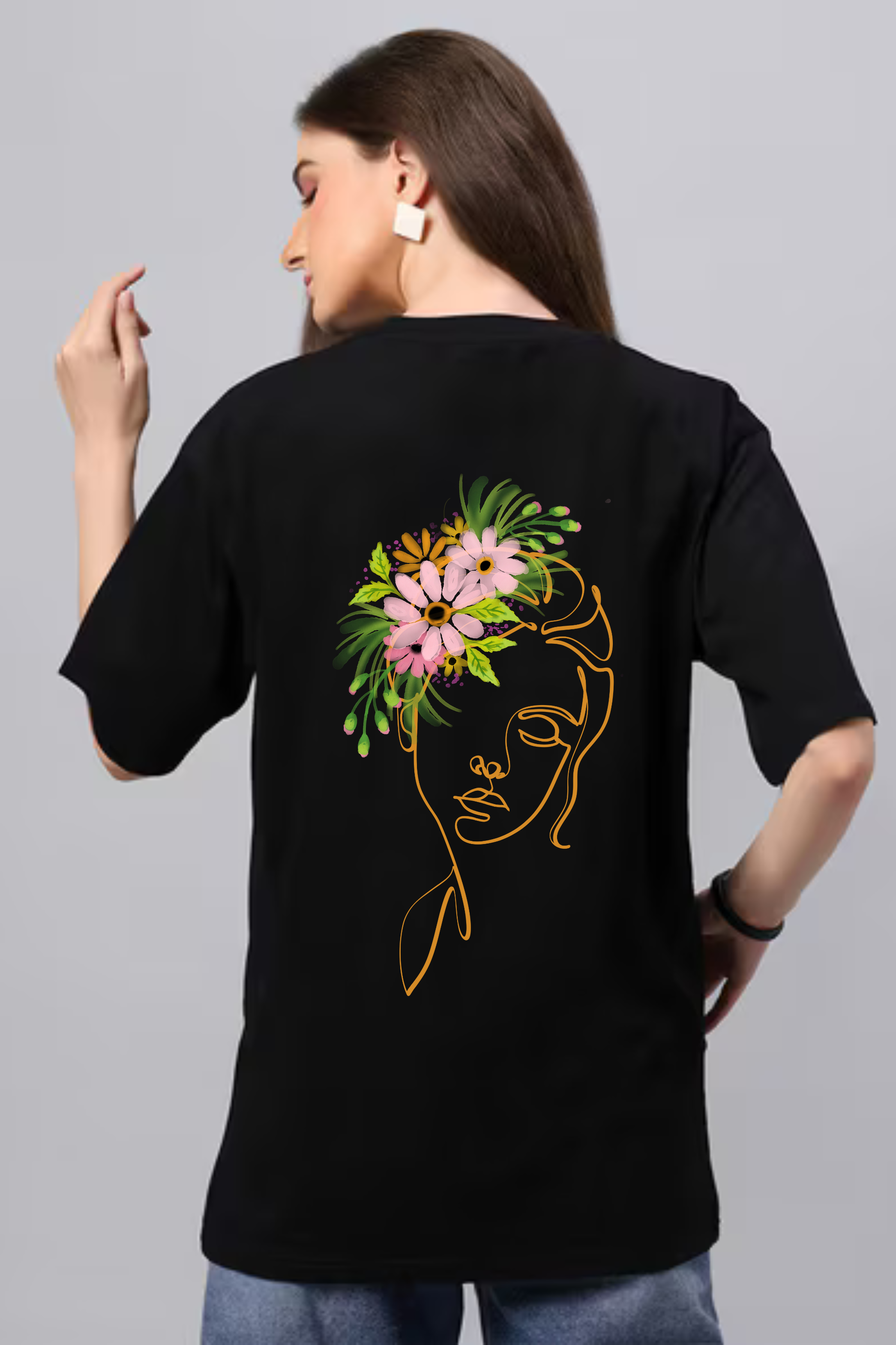 Classy Graphic Front And Back Printed Classic Oversized T-shirt for Women [240 GSM]
