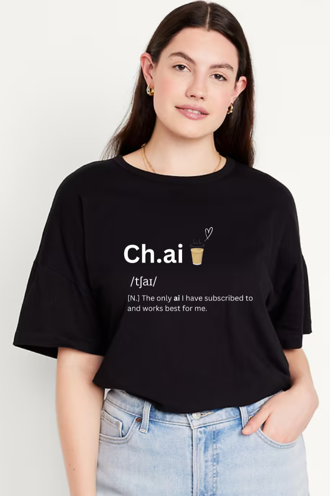 Chai Graphic Printed Classic Oversized T-shirt for Women [240GSM]