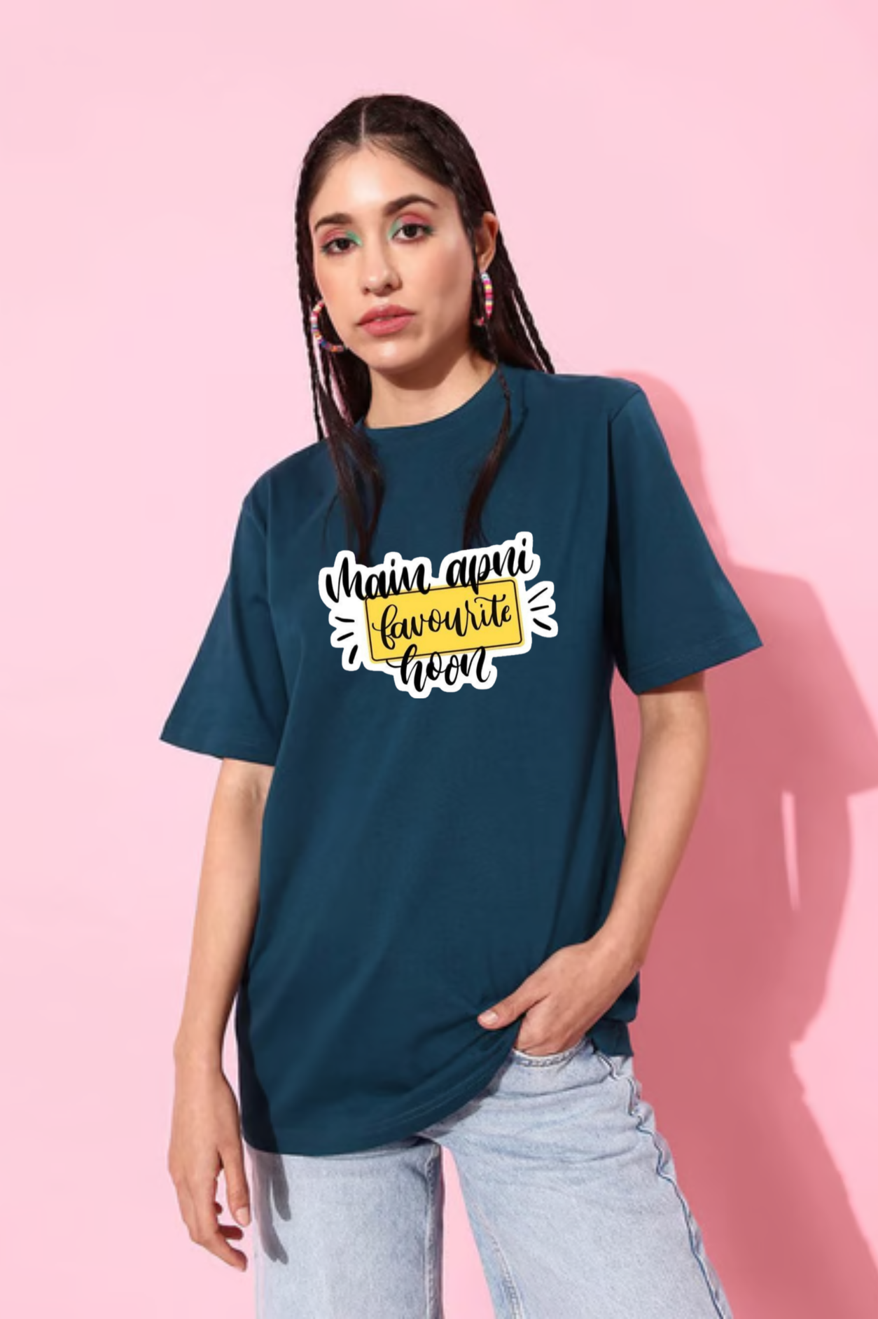 Main Apni Favourite Hoon Graphic Printed Classic Oversized T-shirt For Women [240GSM]