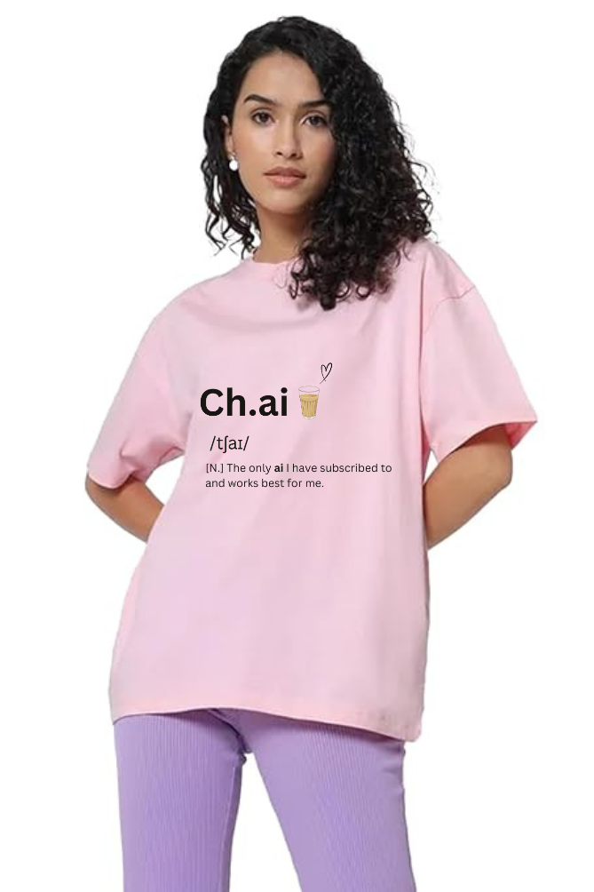 Chai Graphic Printed Classic Oversized T-shirt for Women [240GSM]