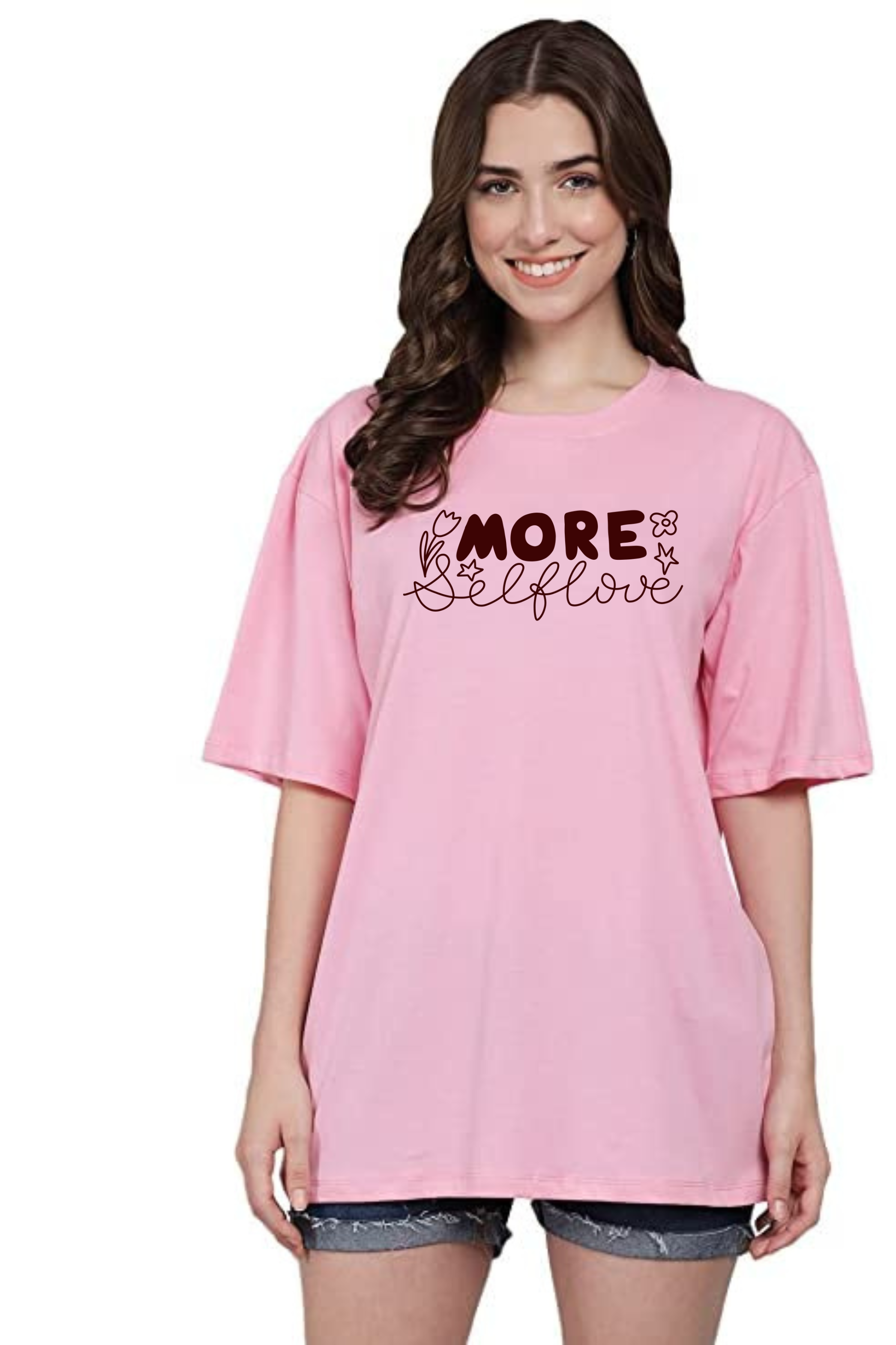 More Selflove Graphic Printed Classic Oversized T-shirt For Women [240GSM]