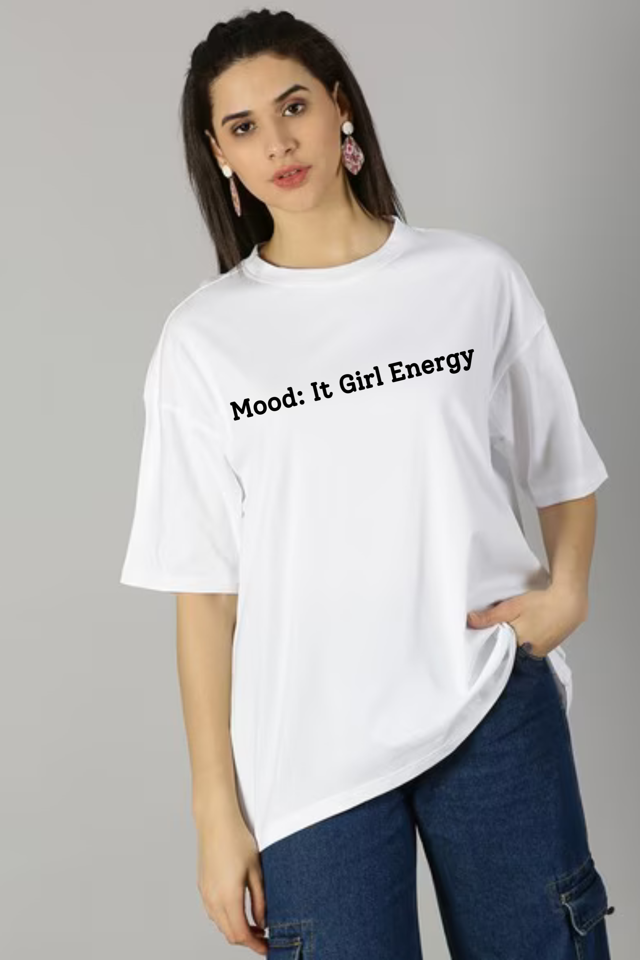 It Girl Energy Graphic Printed Classic Oversized T-shirt For Women [240GSM]