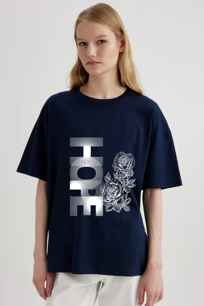 Hope Graphic Printed Classic Oversized T-shirt for Women [240GSM]