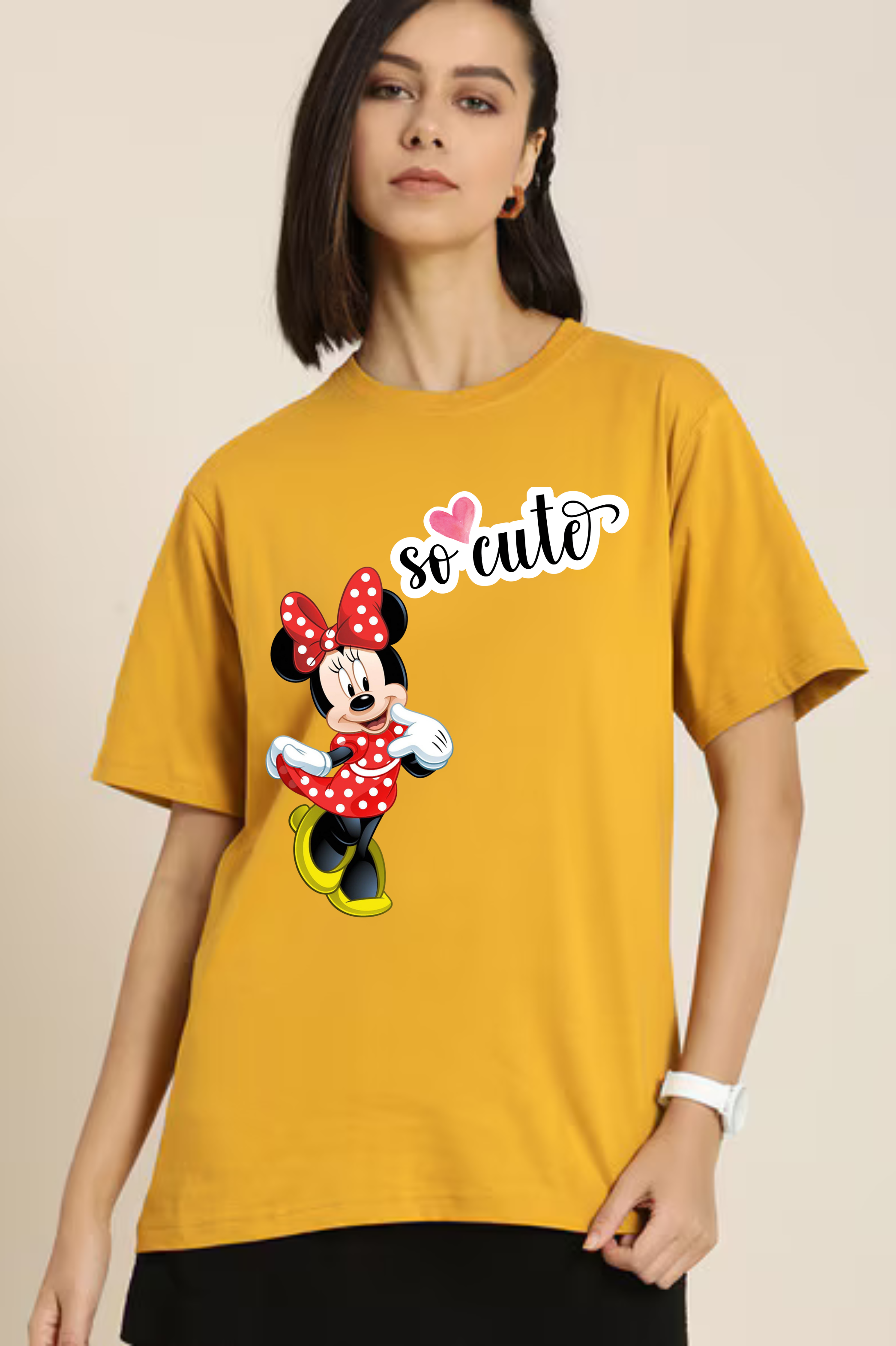 So Cute Mini Graphic Classic Oversized T-shirt for Women [240 GSM]