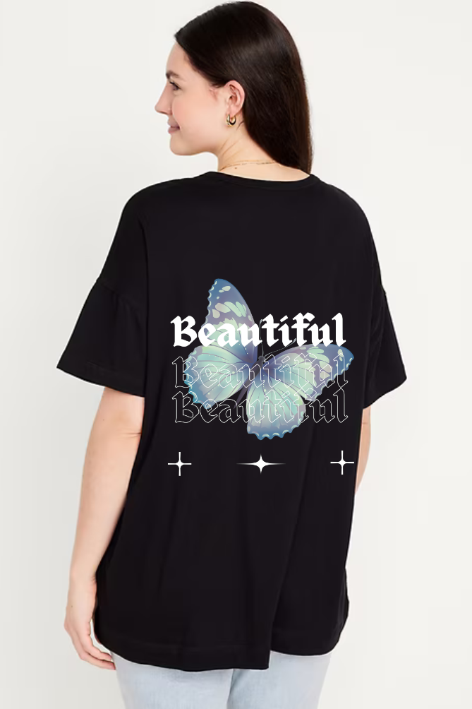 Beautiful Graphic Front And Back Printed Classic Oversized T-shirt for Women [240 GSM]