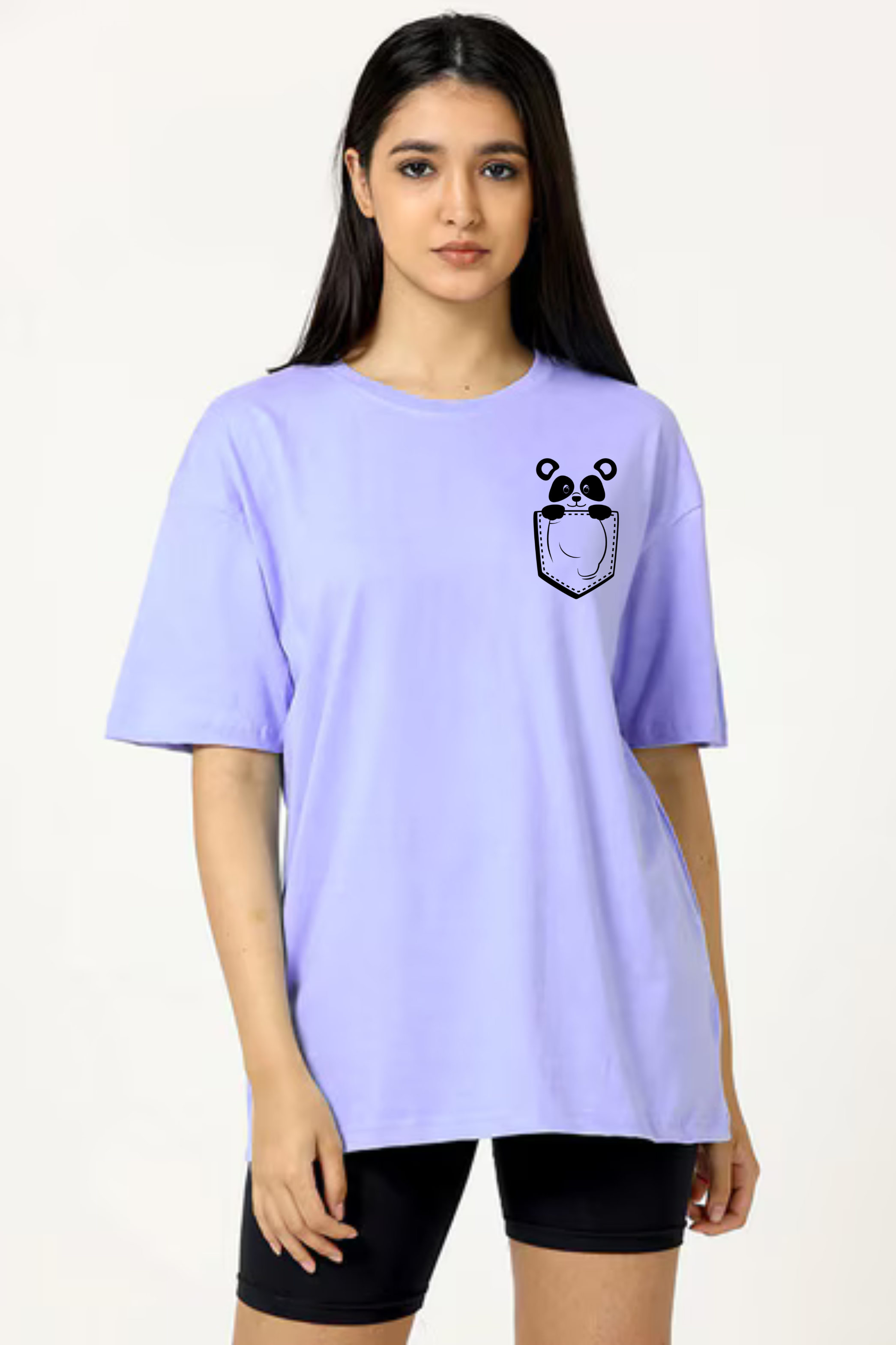 Cute Panda Graphic Printed Classic Oversized T-shirt For Women [240GSM]
