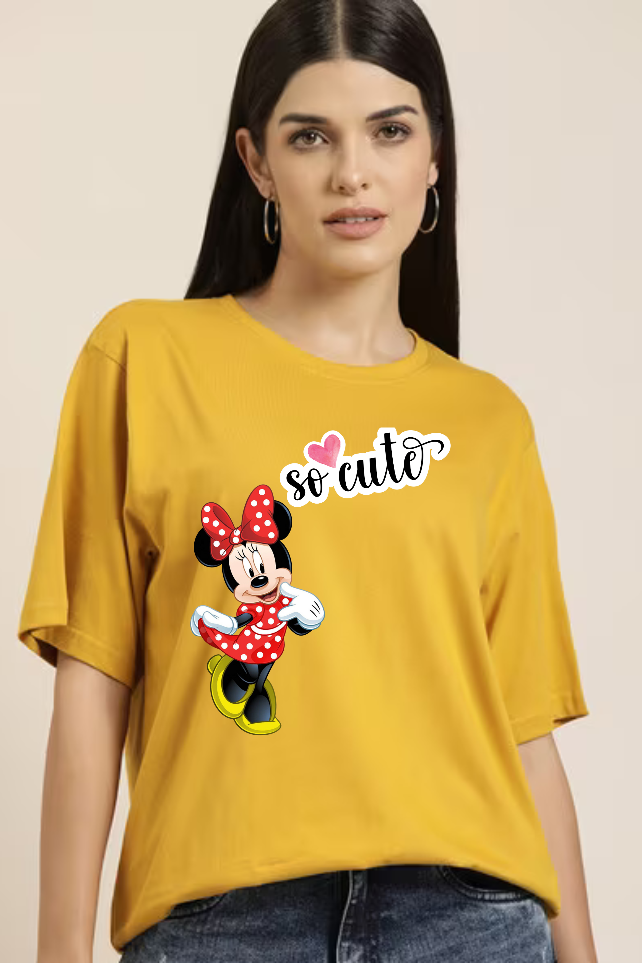 So Cute Mini Graphic Classic Oversized T-shirt for Women [240 GSM]