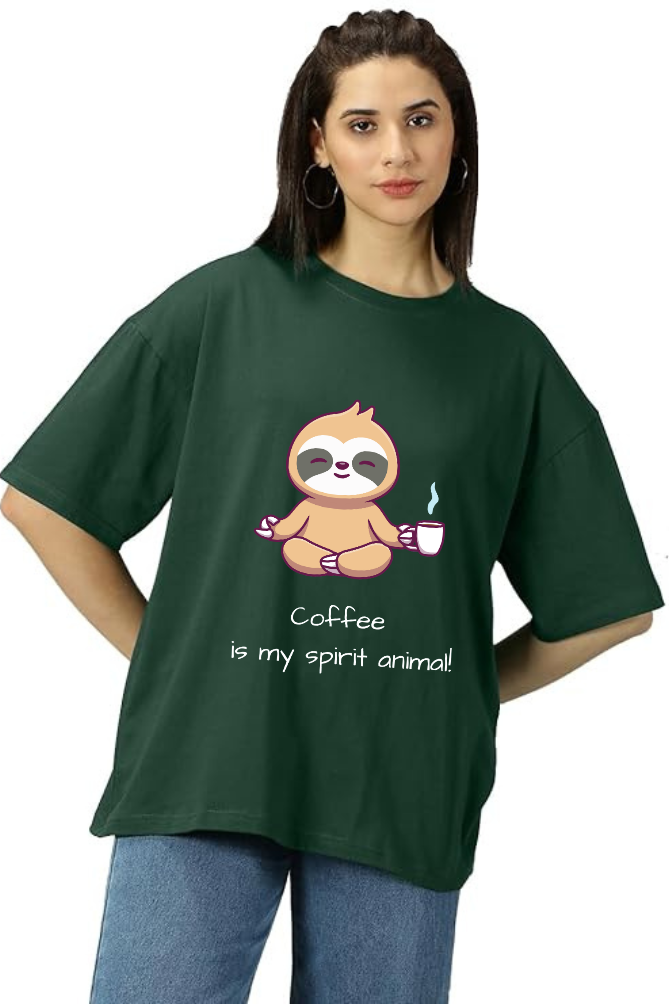Coffee spirit Graphic  Printed Classic Oversized T-shirt for Women [240GSM]
