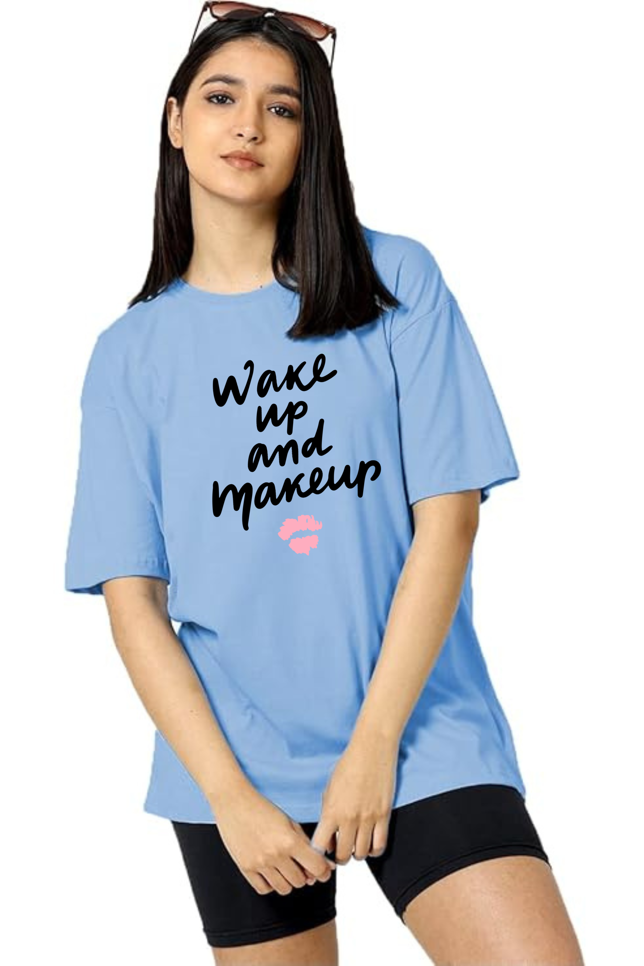 Wake & Makeup Graphic Printed Classic Oversized T-shirt For Women [240GSM]