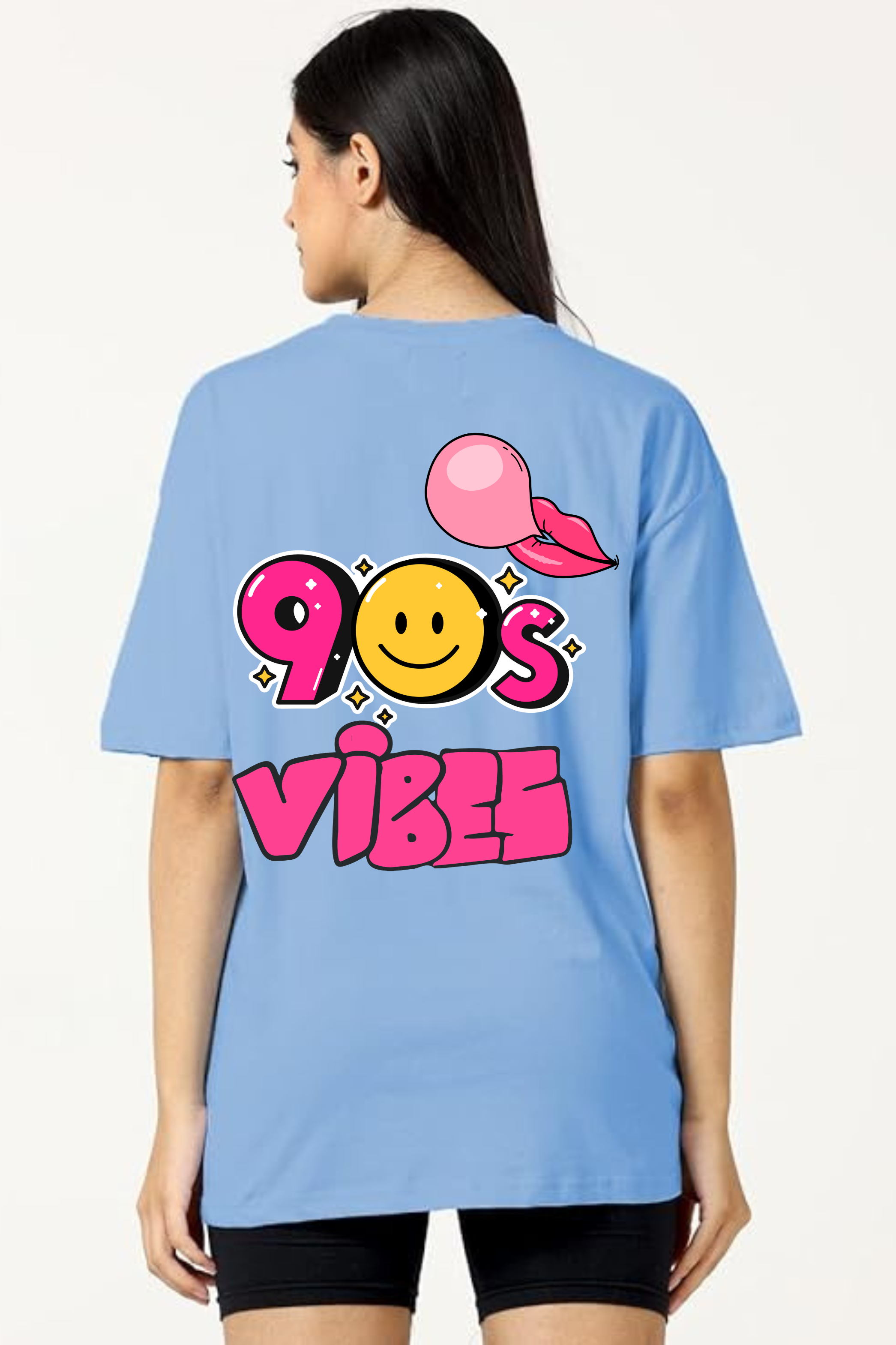 90's Vibes Classic Oversized Front and Back  Graphic Printed T-shirt for Women[240GSM]