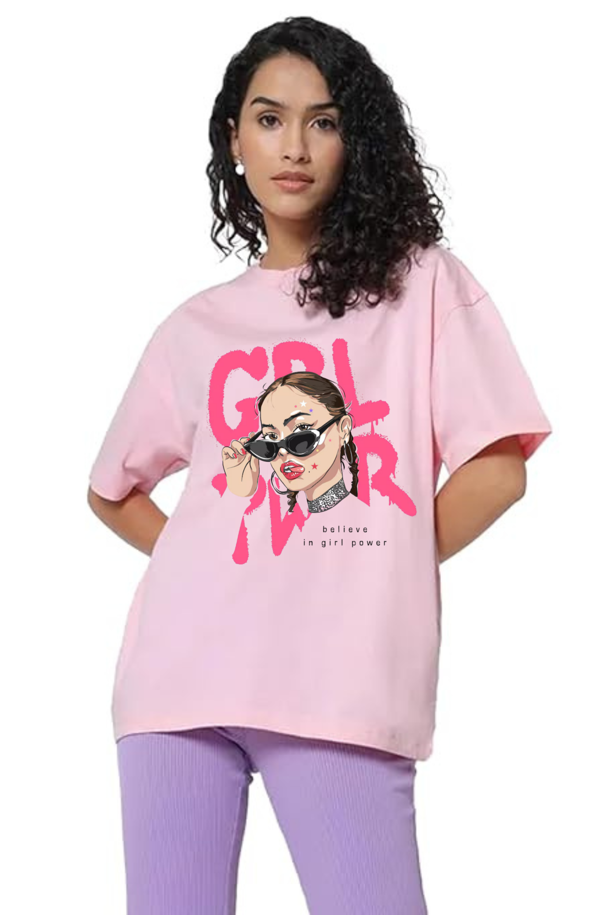 Girl Power Graphic Printed Classic Oversized T-shirt For Women [240GSM]