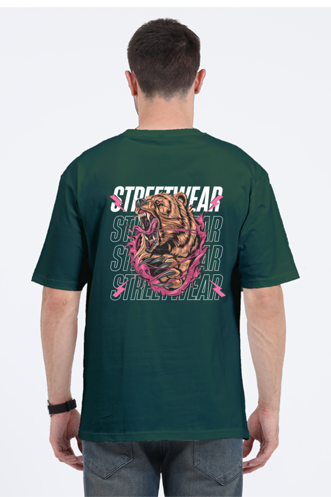 Streetwear Bear Front And Back Graphic Printed Classic Oversized T-shirt for Men [240GSM]