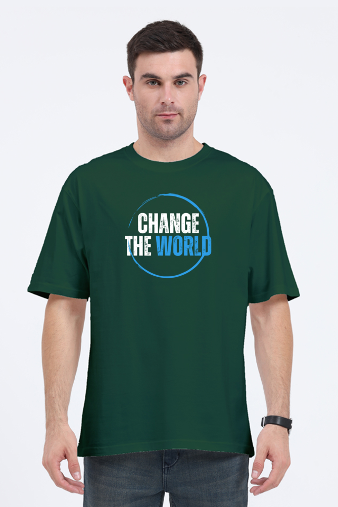 Change The World Graphic Printed Classic Oversized T-shirt for Men