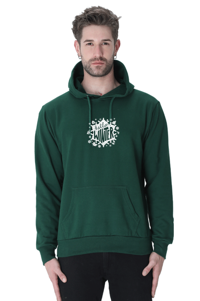 Hello Winter Graphic Printed Hoodie For Men  [Light Weighted 300 GSM ]