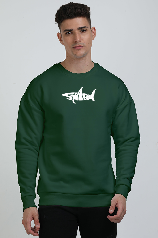Shark Graphic Printed Oversized Sweatshirts For Men  [ Heavyweight 400 GSM ]