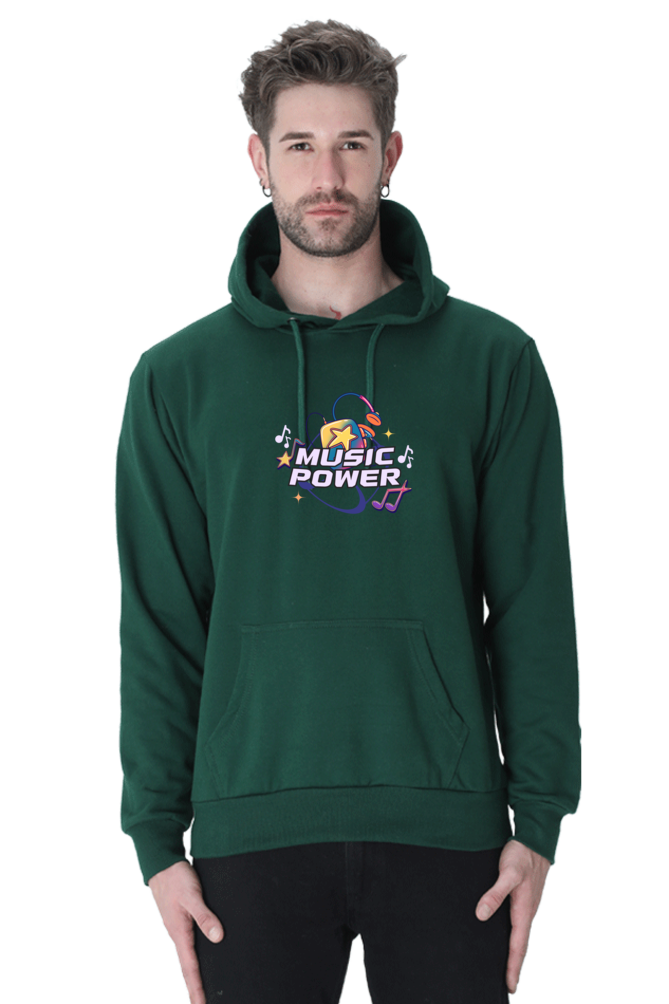 Music Is Power Graphic Printed Hoodie For Men  [Light Weighted 300 GSM ]
