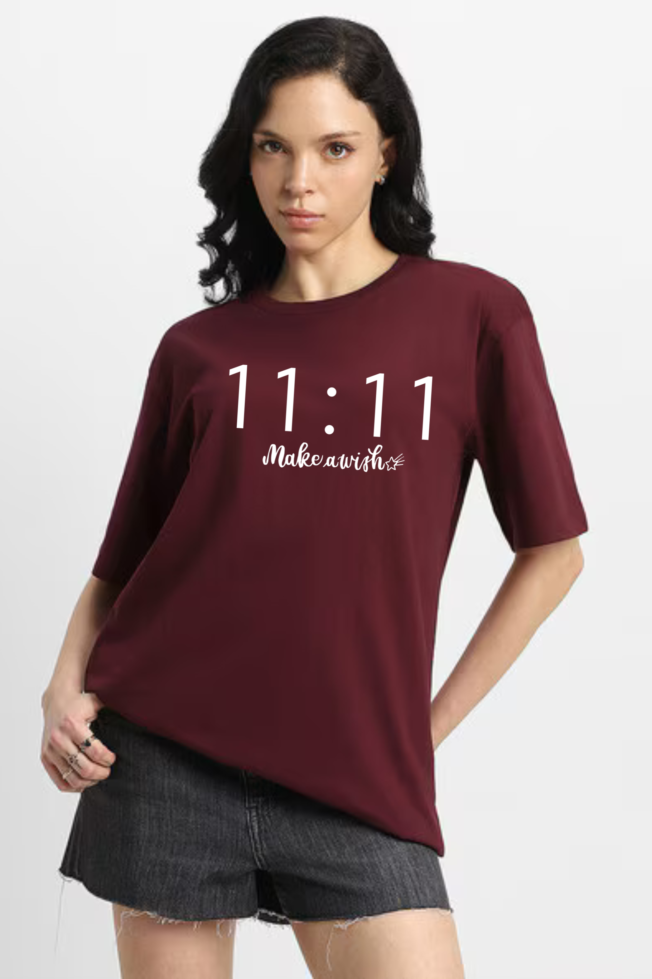 11.11 Make a Wish Graphic Printed Classic Oversized T-shirt For Women [240GSM]