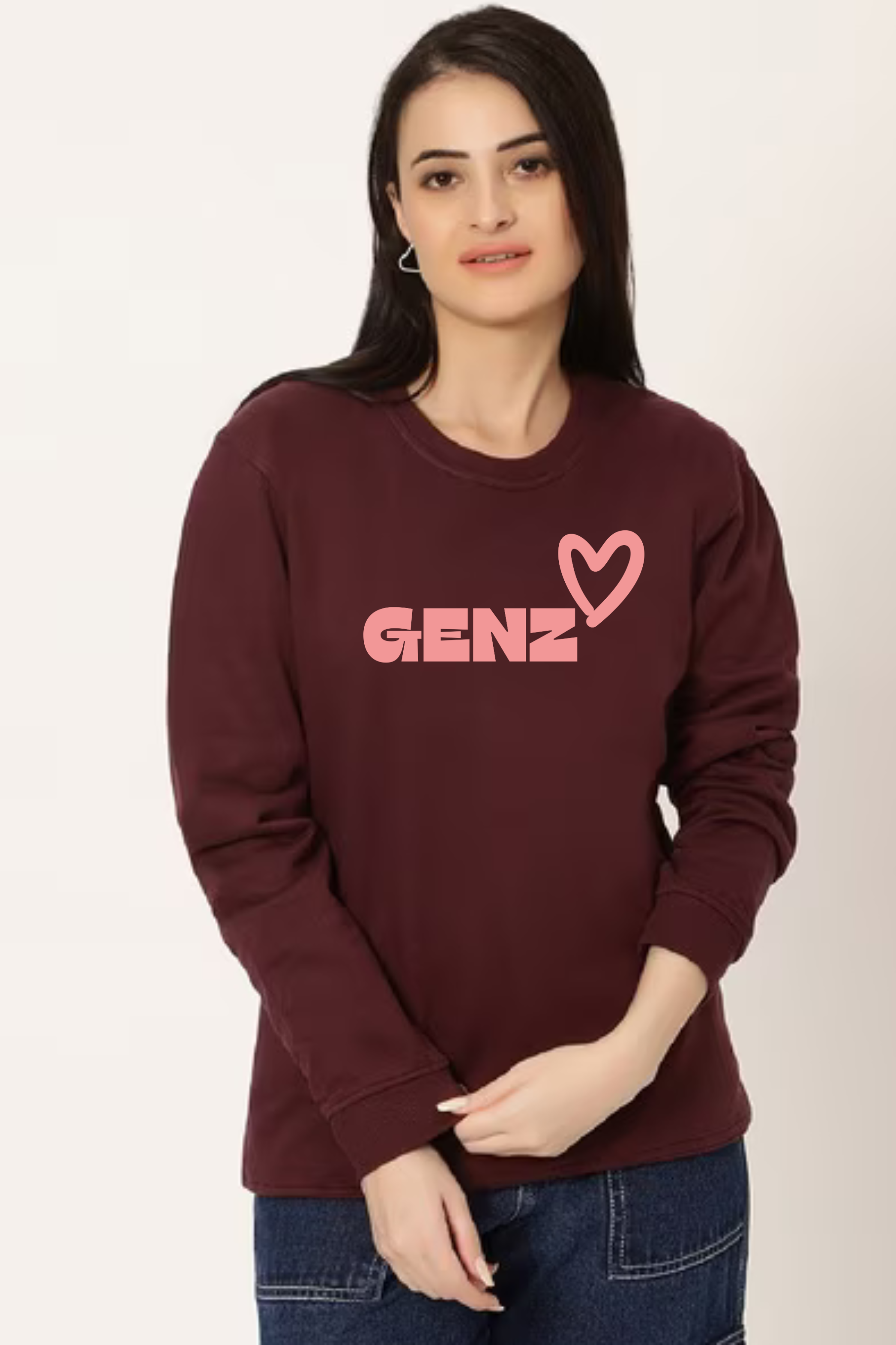 Genz Oversized Graphic Printed Sweatshirt For Women  [ Heavyweight 400 GSM ]