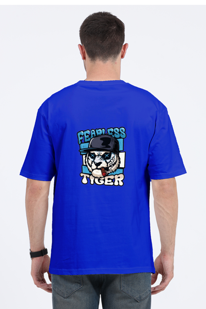 Fearless Tiger Graphic Front And Back Printed Classic  Oversized T-shirt for Men [240 GSM]