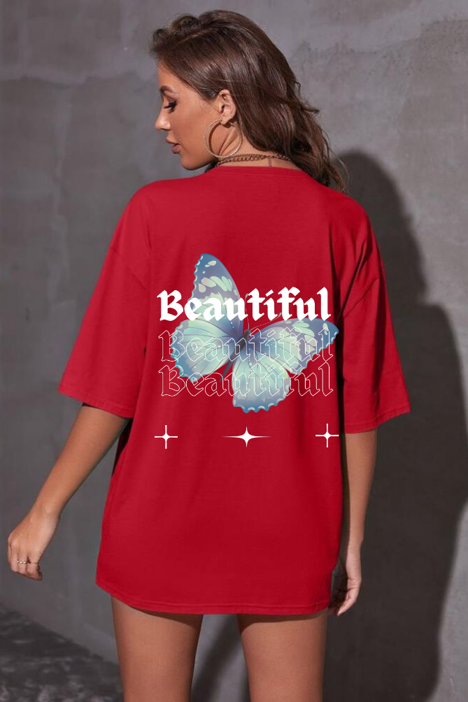 Beautiful Graphic Front And Back Printed Classic Oversized T-shirt for Women [240 GSM]