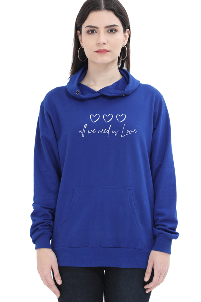 All I Need Is Love Graphic Printed Hoodie For Women [Light Weighted 300 GSM ]