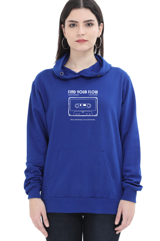 Find Your Flow Graphic Printed Hoodie For Women [Light Weighted 300 GSM ]