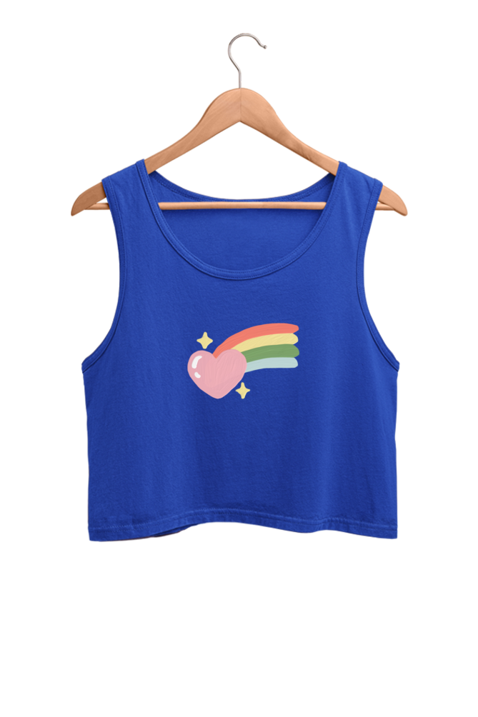 Rainbow  Printed Crop Tank Top For Women